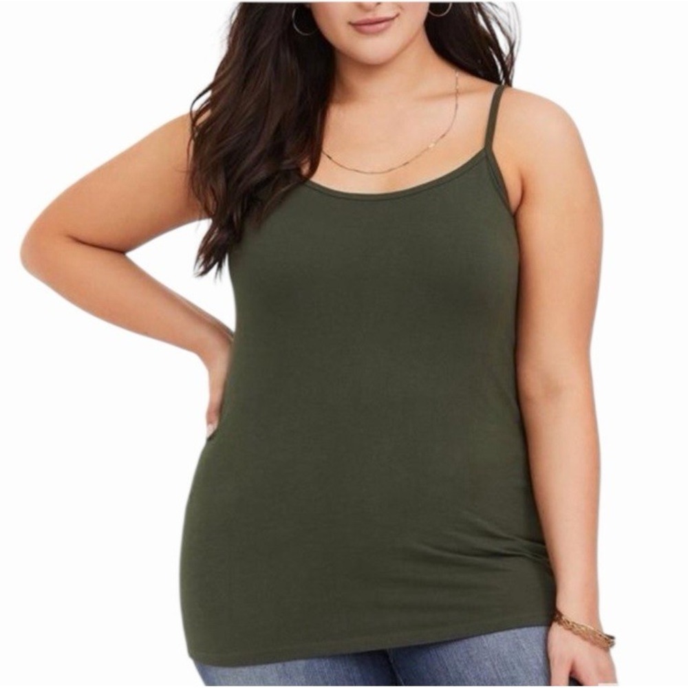 Torrid Size 1 Olive Green Camisole Tank Top‎ Stretch Layering Basic Plus